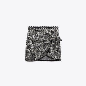 Zara PRINTED WRAP MINI SKIRT